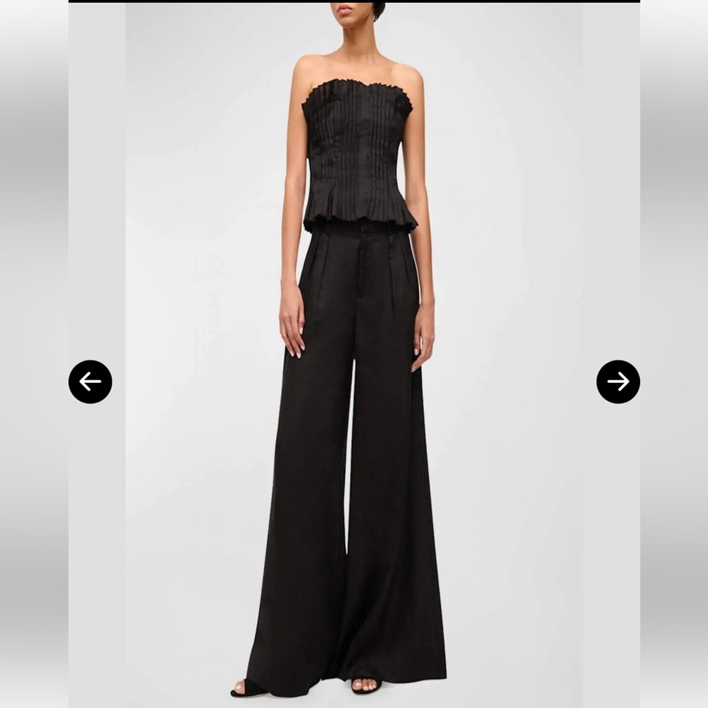 STAUD Parma Strapless Pintuck Linen Corset Top Black Size 6 NWT - Picture 15 of 15